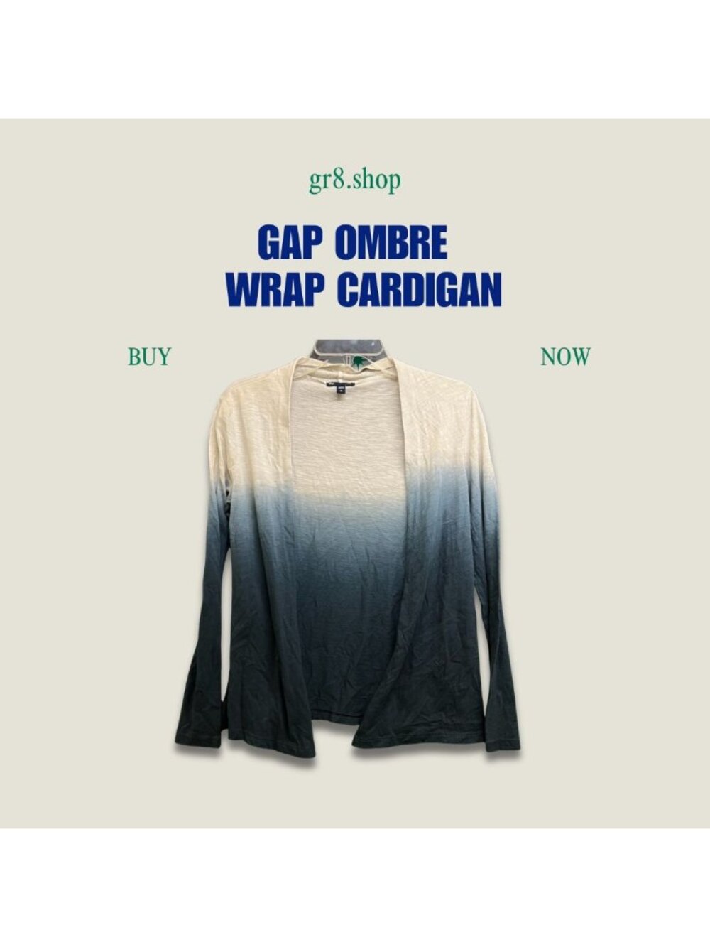 GAP Ombre Open Front Long Sleeve Wrap Cardigan XS Beige To Black Gradient